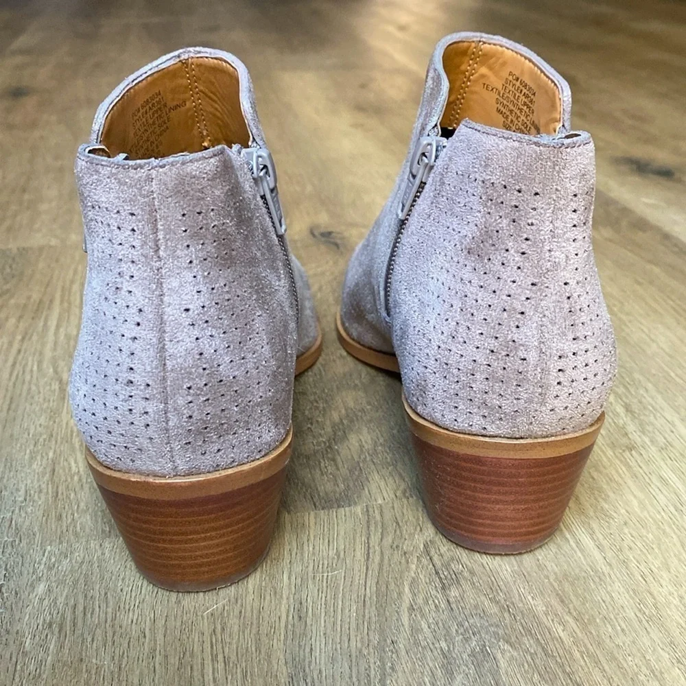 J Crew perforated ankle bootie with double side zip in brown size 8.5